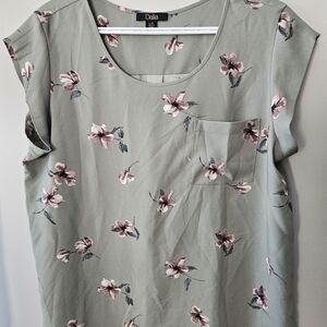 Dalia Sage Green Floral Blouse Size L